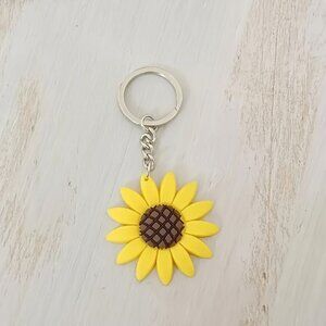 Cute Happy Sunny Yellow Sunflower Keychain Key Ring bag charm. New never used